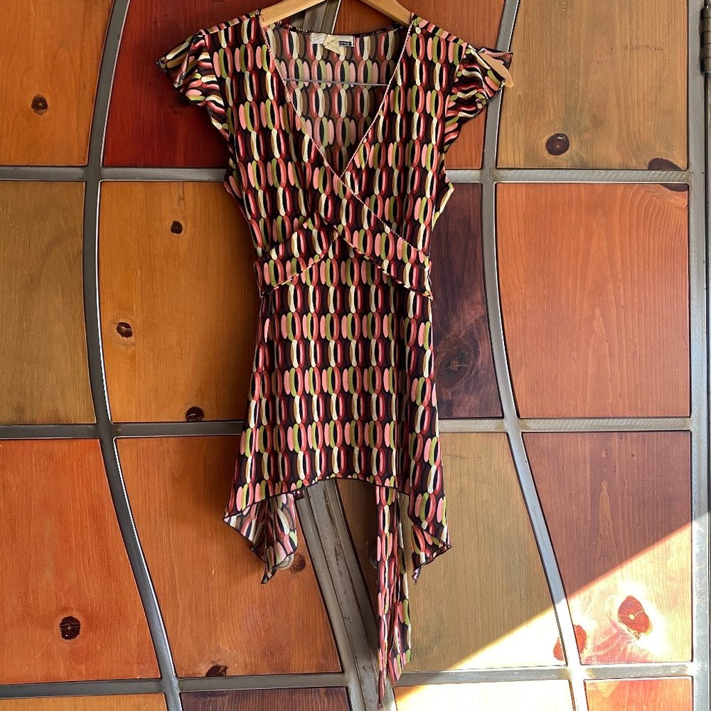 COCOMO Geo Abstract Retro Blouse Tunic Top